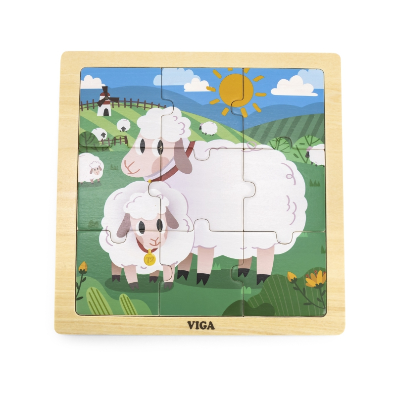 Viga Toys VIGA Handy Wooden Sheep Puzzle, 9 pieces