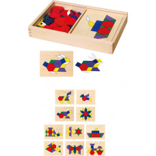 Viga Toys Koka ģeometriskā mozaīka Dienes bloki loģiskā puzle 148 gab Montessori