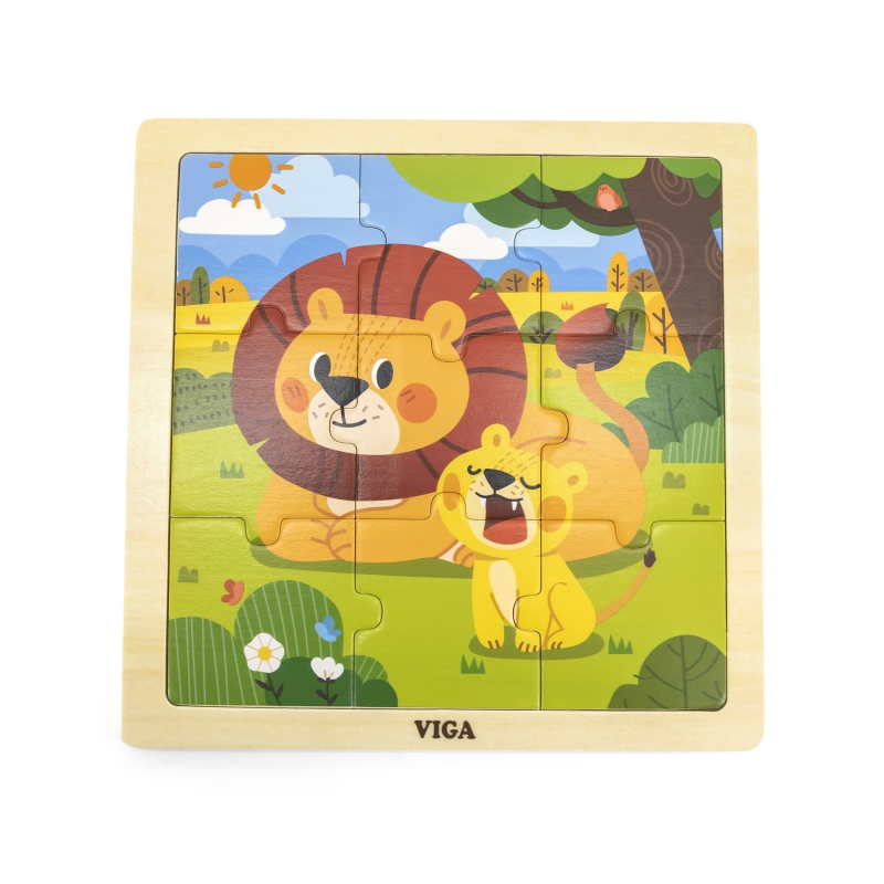 Viga Toys VIGA Handy Wooden Lions Puzzle, 9 pieces