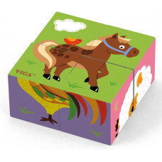 Viga Toys Koka puzle Farm Puzzle 4 bloki