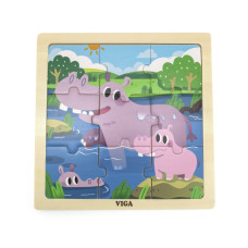 Viga Toys VIGA Handy Wooden Puzzle Hippos 9 gab