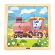 Viga Toys VIGA Handy Wooden Puzzle Train Train 9 gab