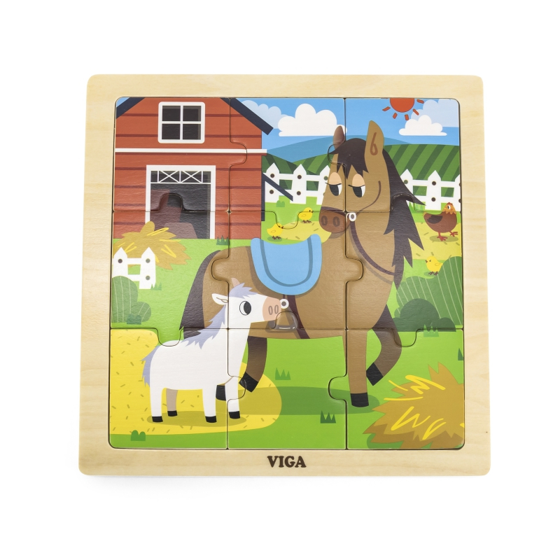 Viga Toys VIGA Handy Wooden Horse Puzzle, 9 pieces