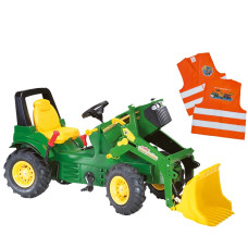 Rolly Toys John Deere pedāļa traktors ar kausu + bezmaksas atstarojošā veste bērniem