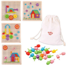 Tooky Toy Montessori Mosaic Puzzle with Pins Climbing Pin 88 pcs.