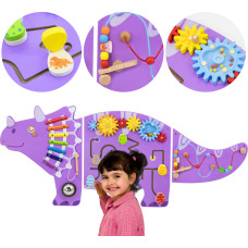 Viga Toys VIGA Koka sensoro-manipulāciju dēlis EDU Triceratops