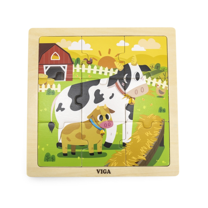 Viga Toys VIGA Handy Wooden Fudge Puzzle, 9 pieces