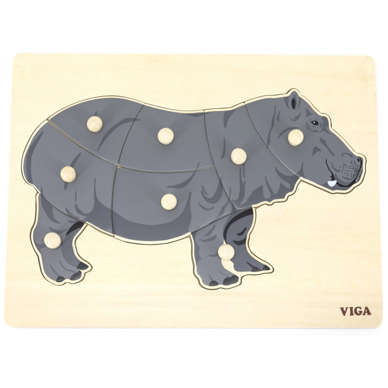 Viga Toys VIGA Wooden Montessori Hippopotamus Puzzle with Pins