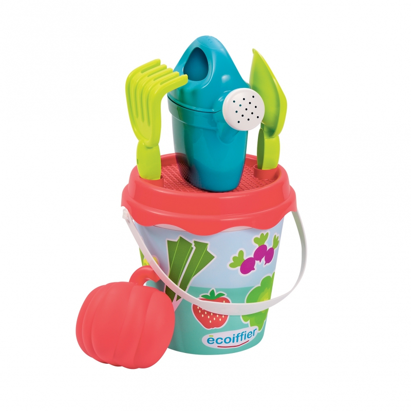 Ecoiffier Sandbox set, Bucket, Vegetables, Watering can, Spatula, Rake, Mold, 5 pcs.