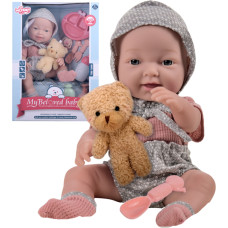 Woopie ROYAL Baby Doll 36 cm in a Clothes with a Teddy Bear Feeding Accessories