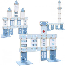 Classic World EDU Huge Wooden Construction Blocks Set Hospital Church Tower 97 pcs.