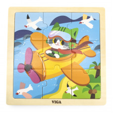 Viga Toys VIGA Handy Wooden Airplane Puzzle, 9 pieces