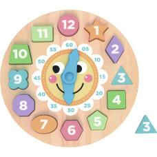 Tooky Toy Clock Wooden Toy Educational Learning Time Shapes