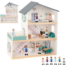 Tooky Toy Large Wooden Dollhouse + FSC Figures