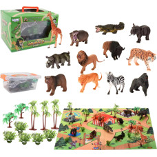 Woopie Large Set of Wild Animals Figures + Mat and Accessories 23 pcs.